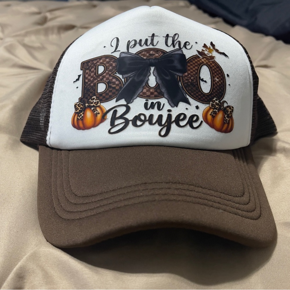 Brown and White Halloween Trucker Hat